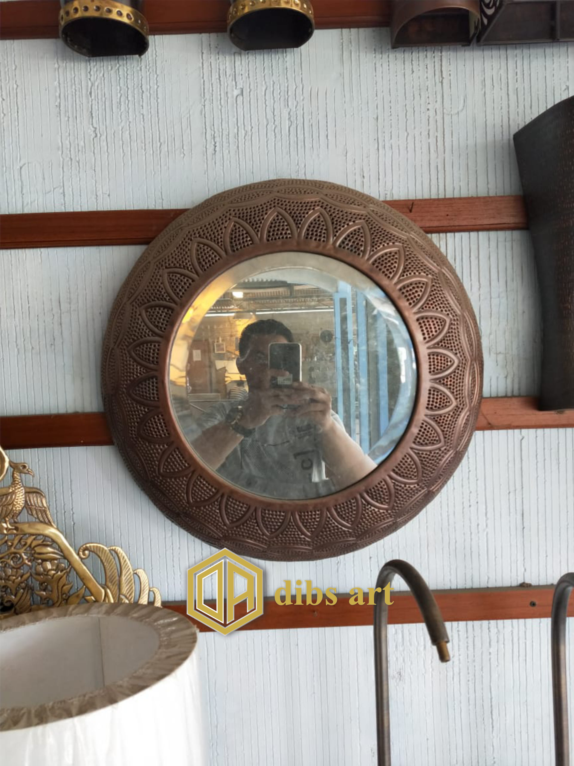 cermin tembaga antik handmade Dibs Art dekorasi dinding klasik