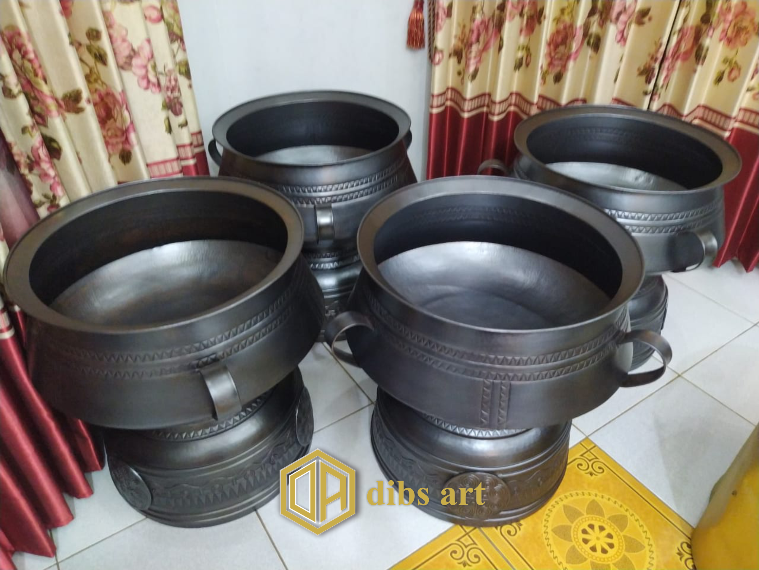 Chafing dish kuningan vintage Dibs Art dengan desain klasik elegan