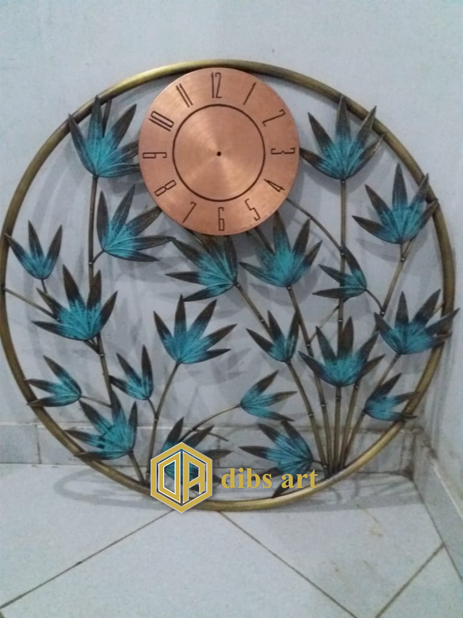 Jam Dinding Kuningan Daun Bambu Elegan – Dibs Art jam dinding kuningan daun bambu