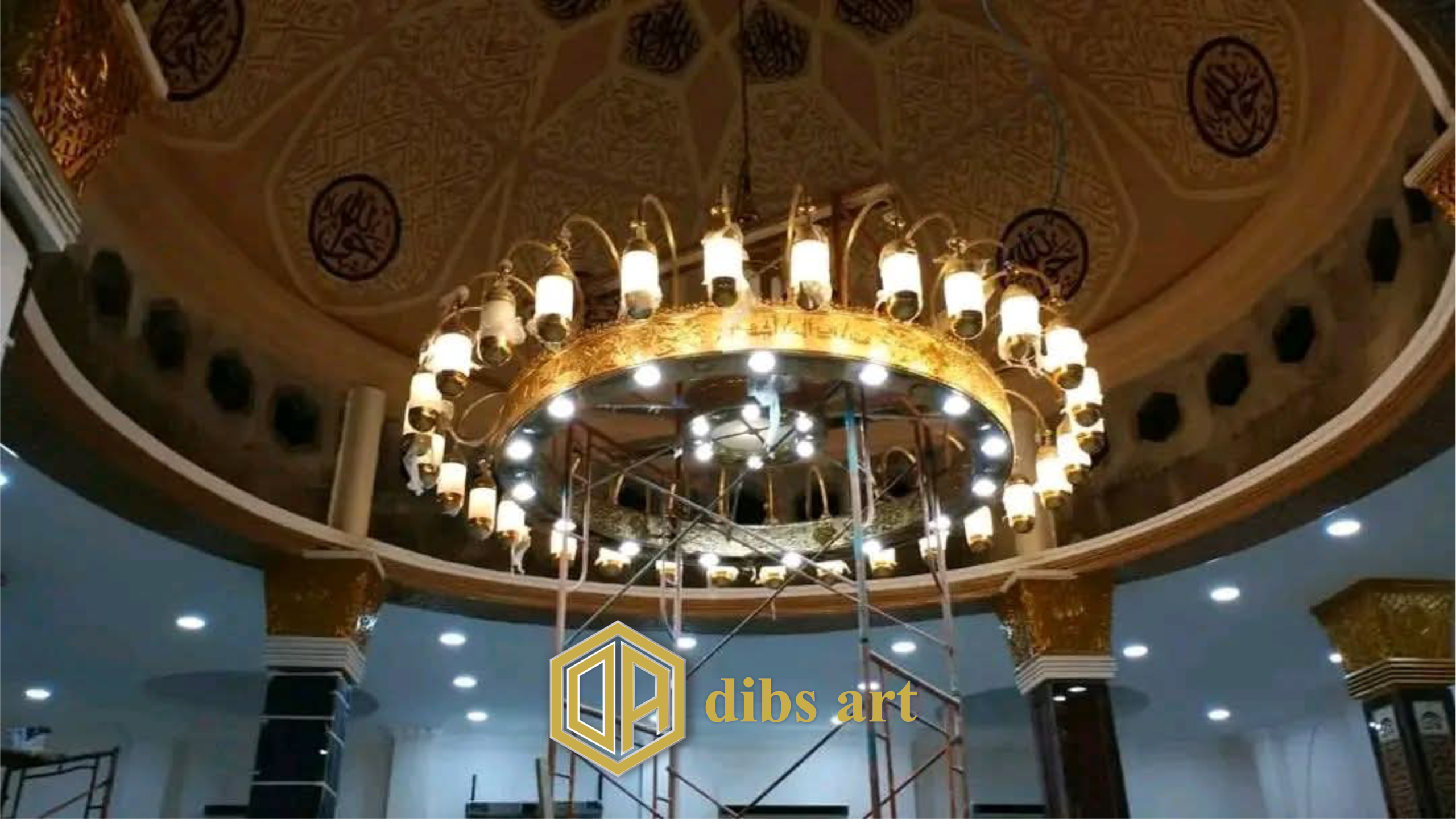 lampu gantung nabawi kuningan besar Dibs Art desain Islami megah