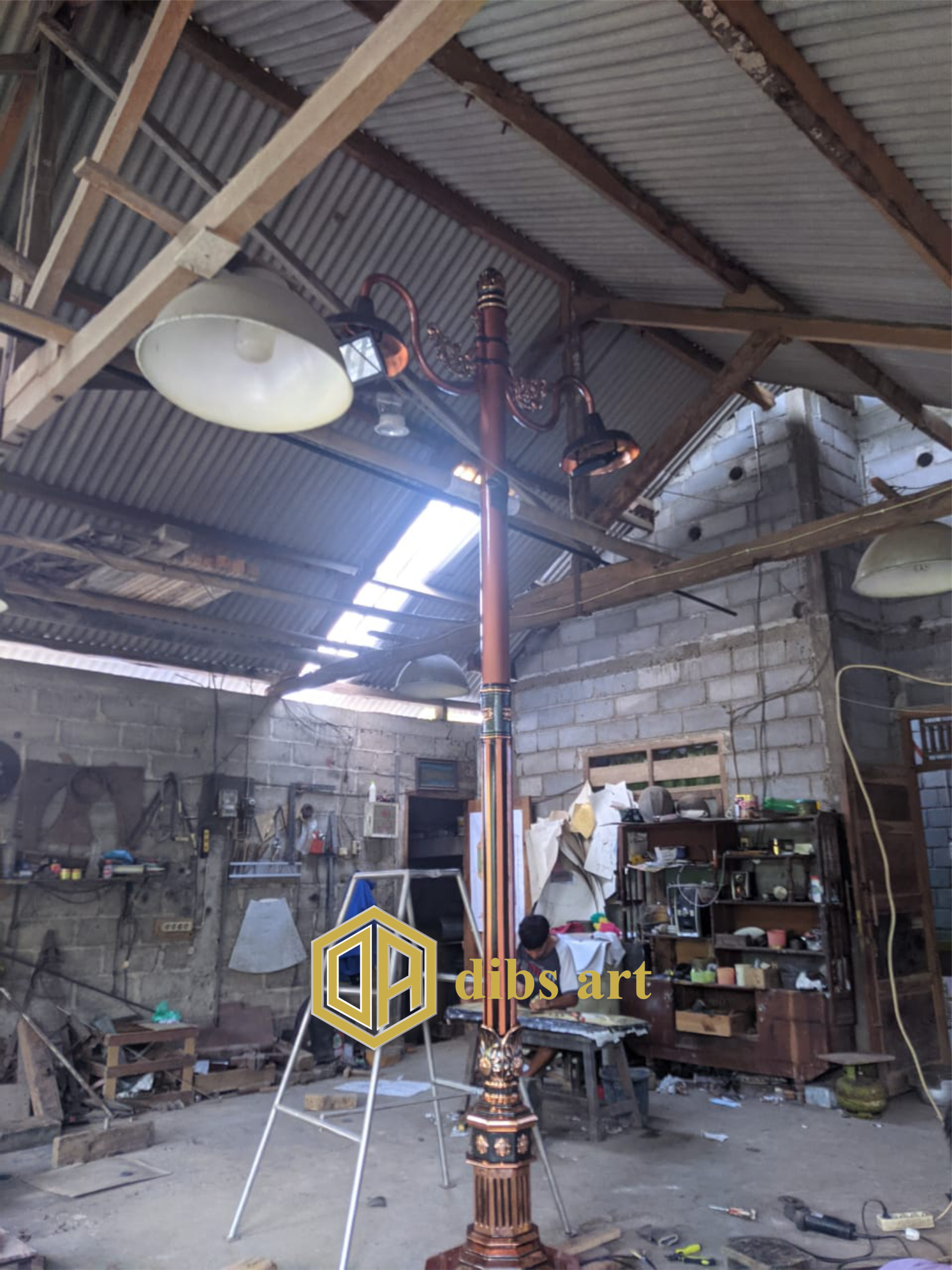 lampu berdiri tembaga eksterior