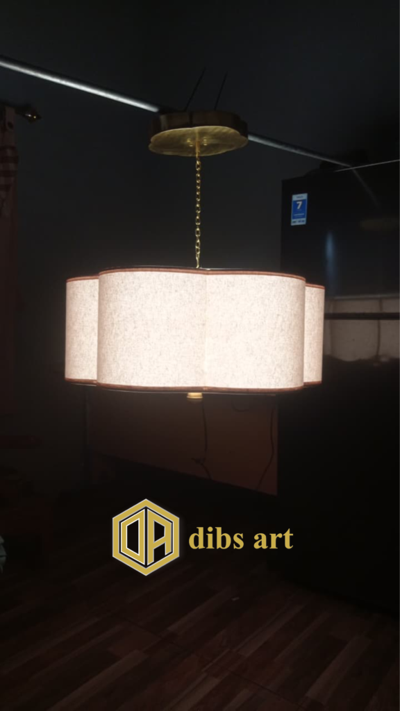 lampu gantung kuningan kap putih