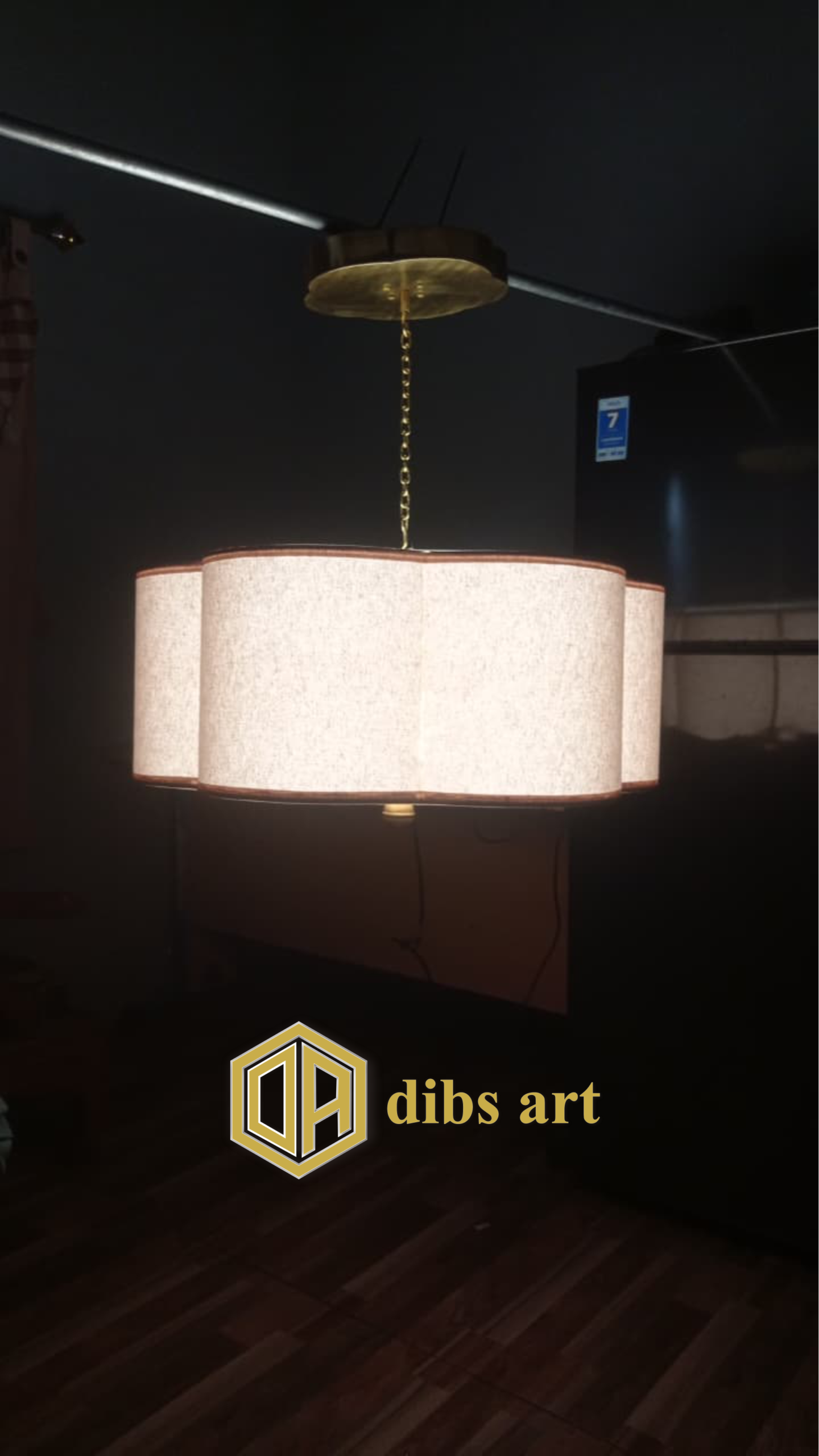 lampu gantung kuningan kap putih