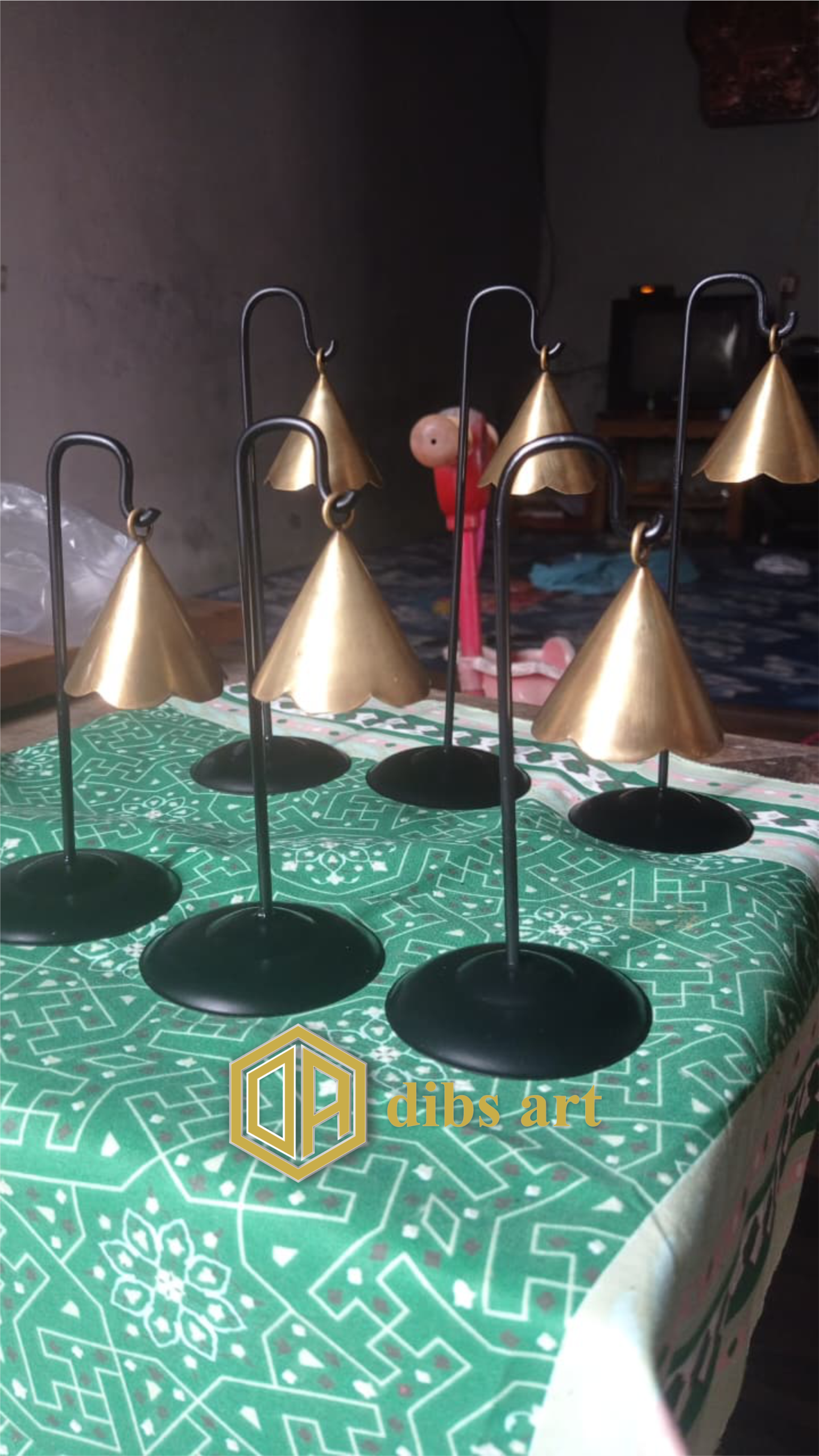 lampu meja kuningan hitam vintage