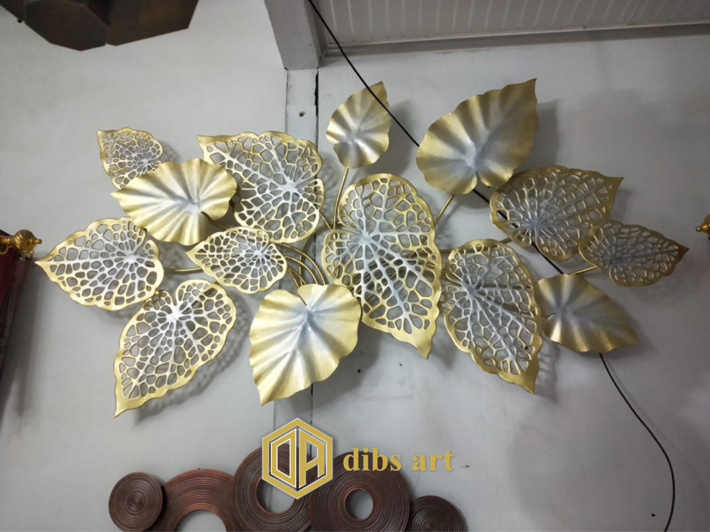 wall decor kuningan daun daun